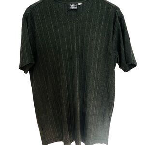 Positano Mens Shirt L Vintage Short Sleeve V Neck Disco Rave Ribbed Green